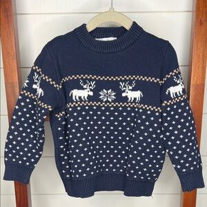 Amazon Kids Navy Blue Sweater with White Reindeer Pattern